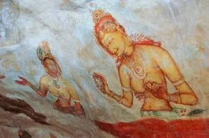 półnagie kobiety na starożytnych freskach w sigirya, na Sri Lance