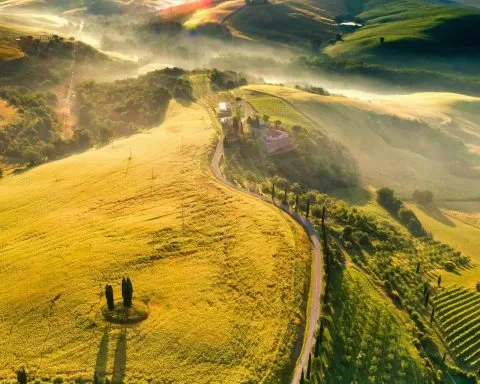 krajobraz toskanii z lotu ptaka