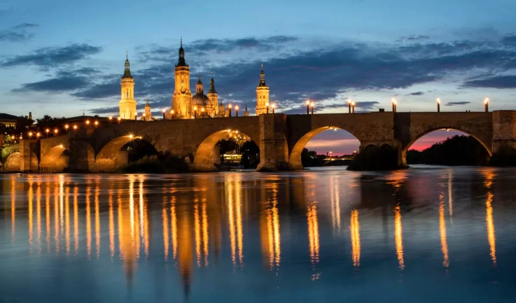 Saragossa River Stone Bridge Night 1 1